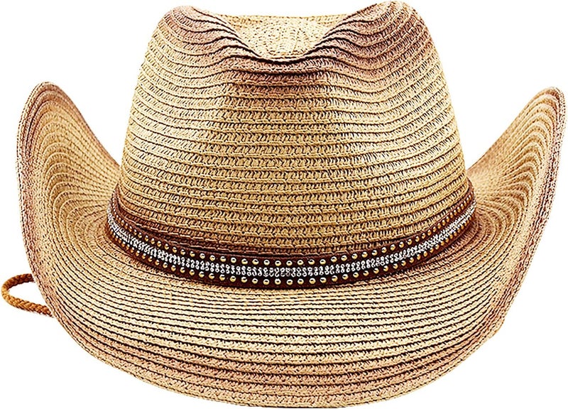 Holiberty Mens Straw Cowgirl Cowboy Hat Women Floppy Packable Wide Brim Sun Hat UPF50 Western Panama Travel Beach Cap Fedora Bucket Hat - Image 2